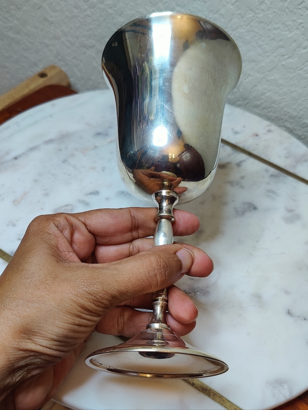 Vintage Silver Goblet Cup - Shiny Metallic Finish - Picture 2 of 7